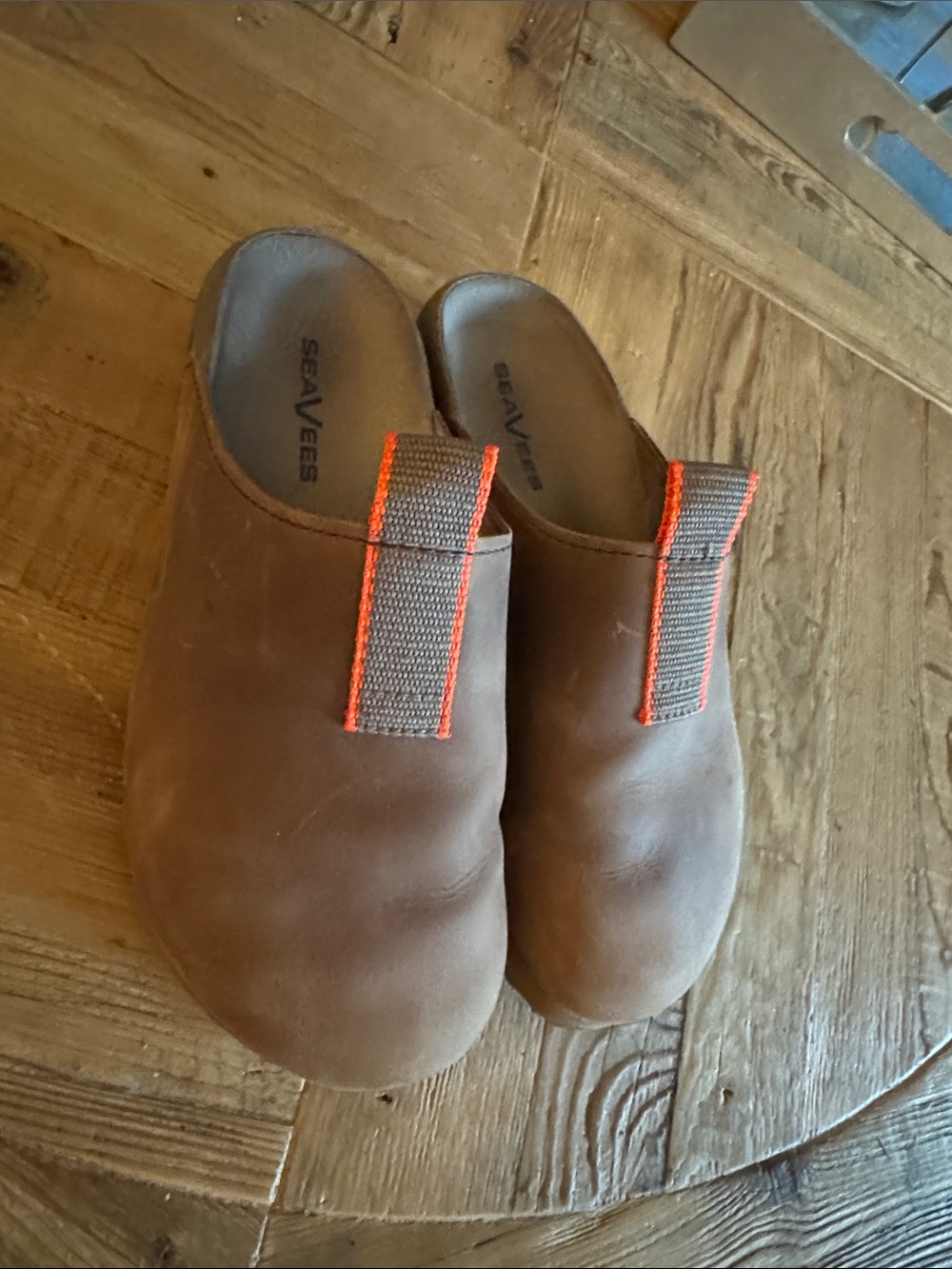 Seavees leather mules, size 8, brown
